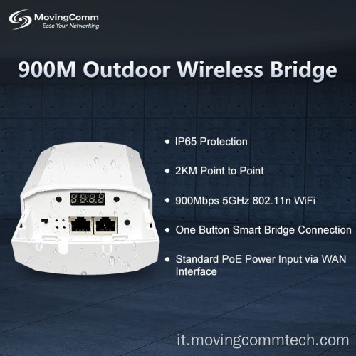 2 km da 900 Mbps 5,8 GHz Ponte esterno Wifi Access Point